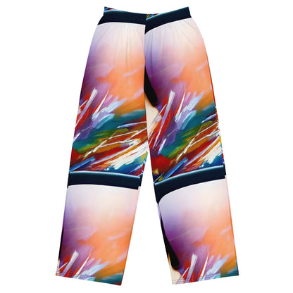 Wide-Leg Pants - Brushstroke Symphony