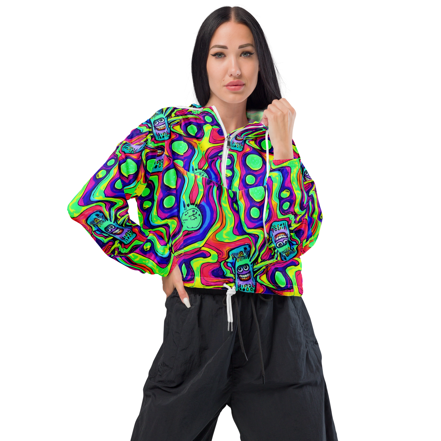 Women's Cropped Windbreaker - Frizzled Spirits