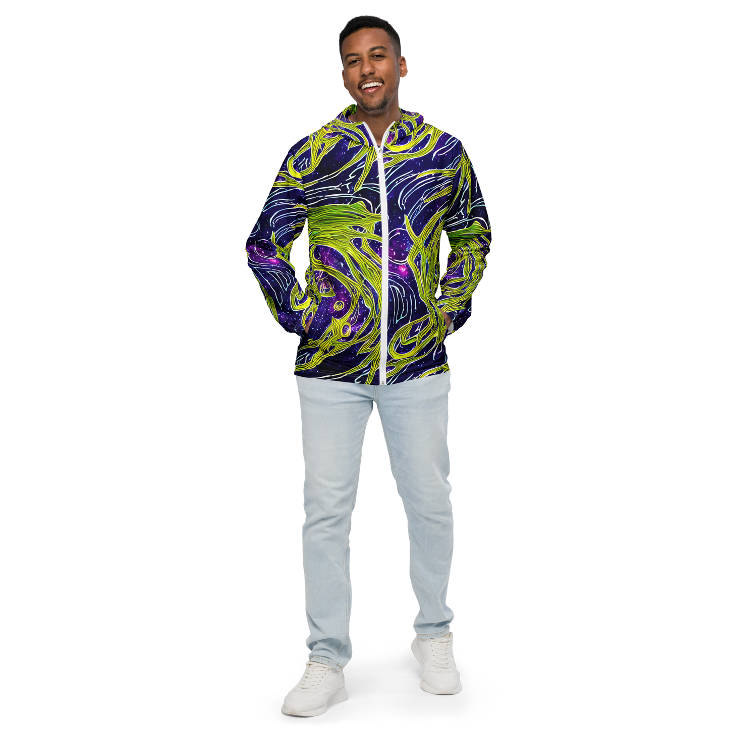 Men's Windbreaker - Celestial Scribbles