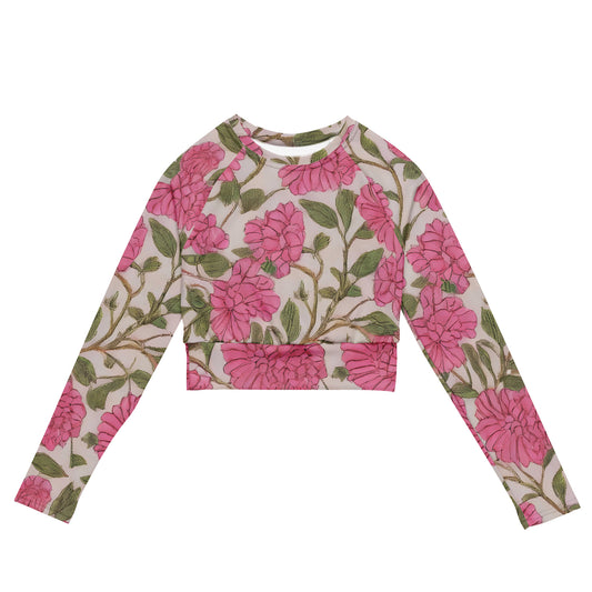 Long Sleeve Crop Top - Blossom Symphony