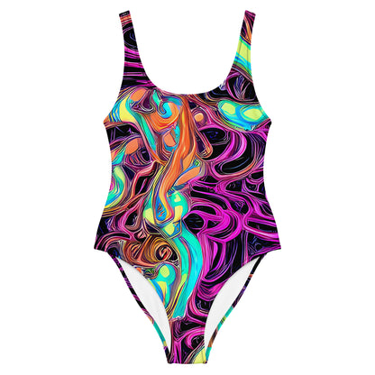 One-Piece Swimsuit - Neon Drizzle