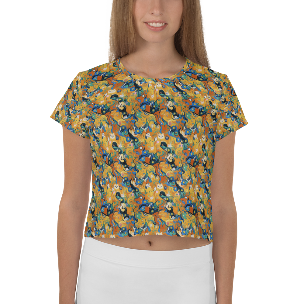 Women's Crop Tee - Whimsical Feline Dance