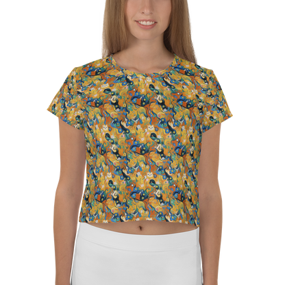 Women's Crop Tee - Whimsical Feline Dance