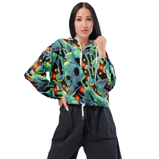 Women's Cropped Windbreaker - Galactic Grotesque