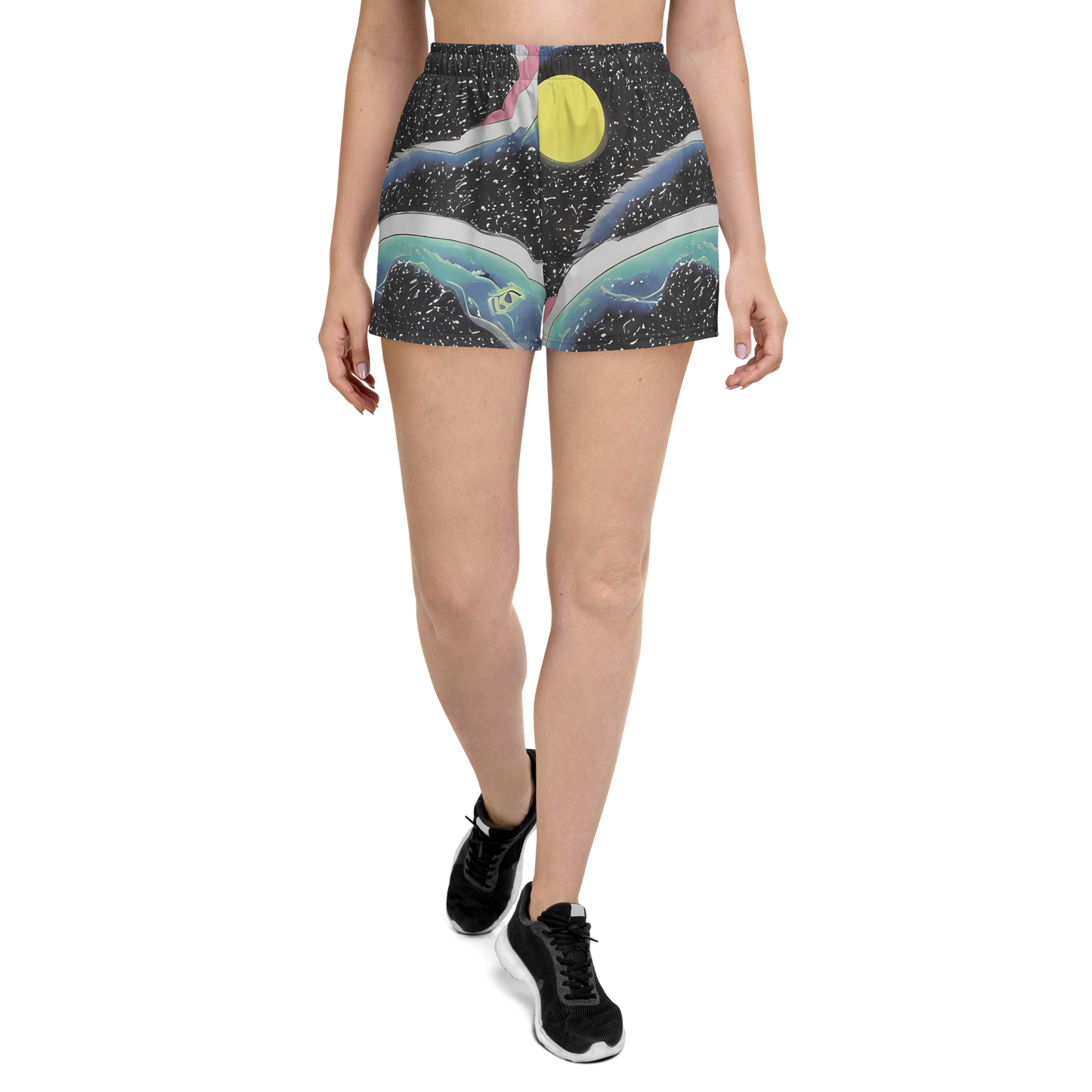 Women’s Athletic Shorts - Lunar Waves