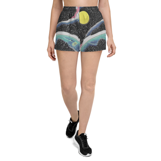 Women’s Athletic Shorts - Lunar Waves