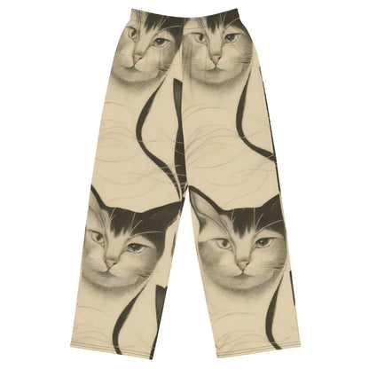Wide-Leg Pants - Feline Symphony