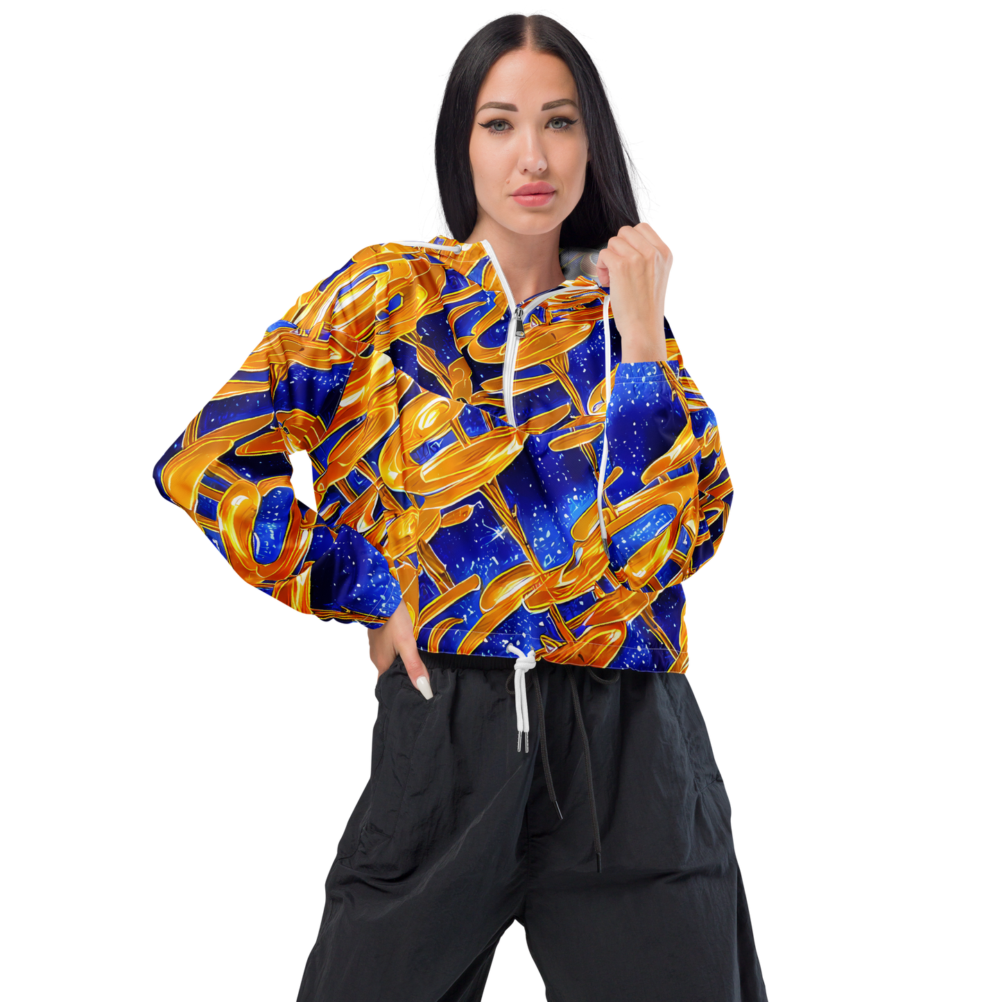 Women's Cropped Windbreaker - Simonet Swirls