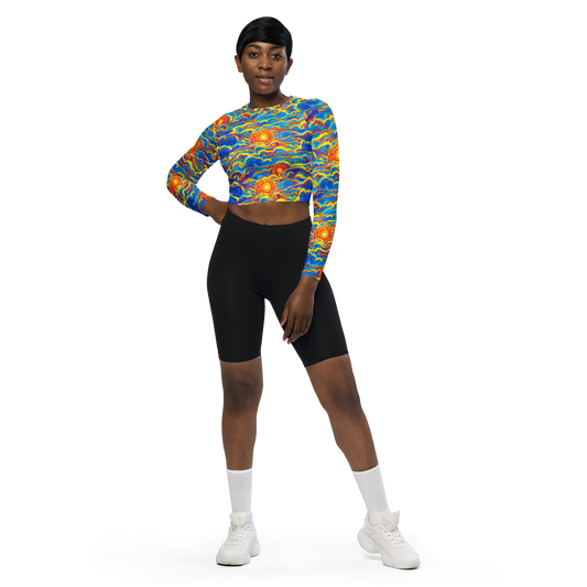 Long Sleeve Crop Top - Chroma Ripple