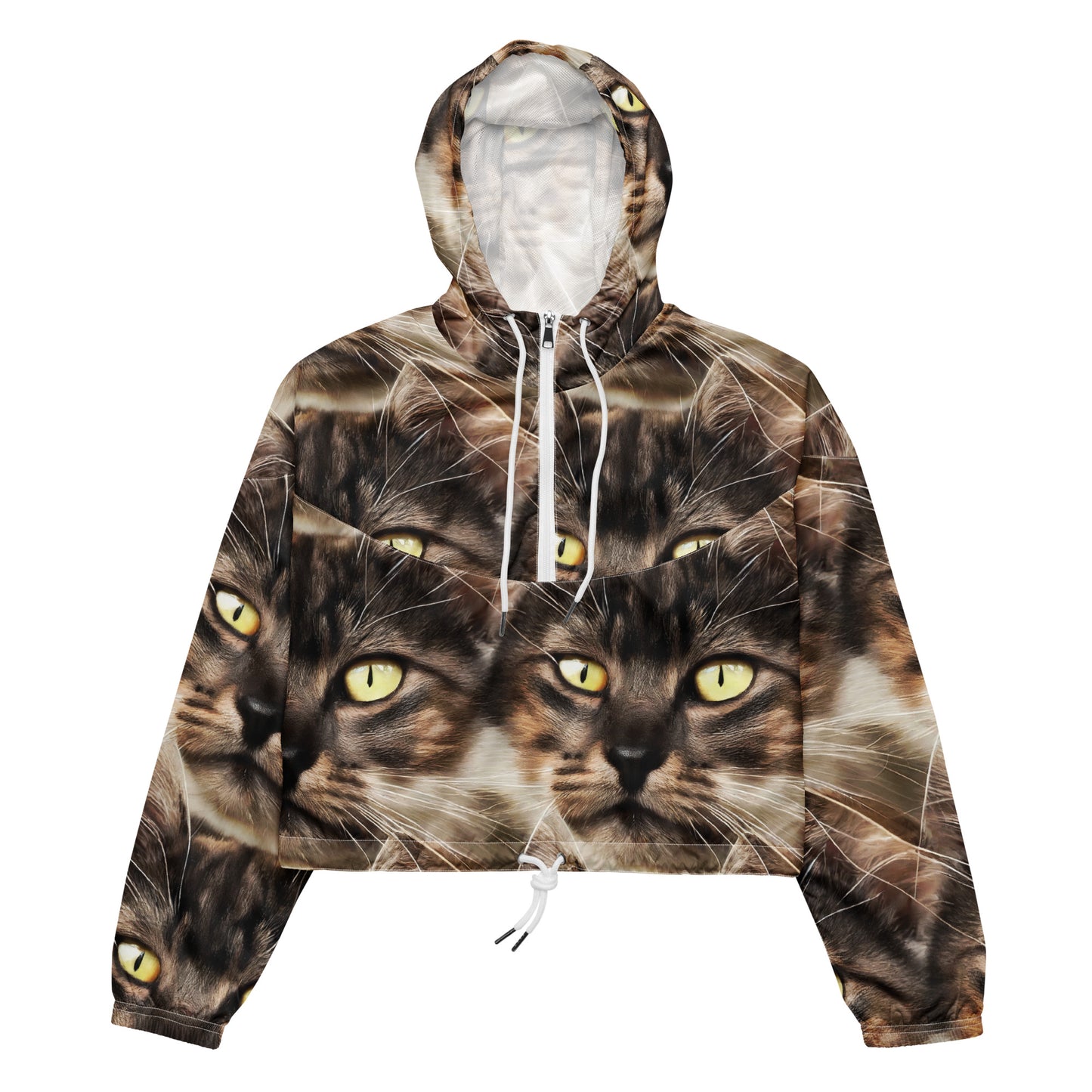Women's Cropped Windbreaker - Feline Reverie