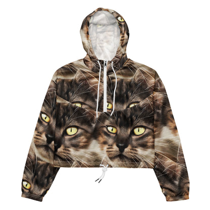 Women's Cropped Windbreaker - Feline Reverie