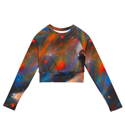 Long Sleeve Crop Top - Painterly Void