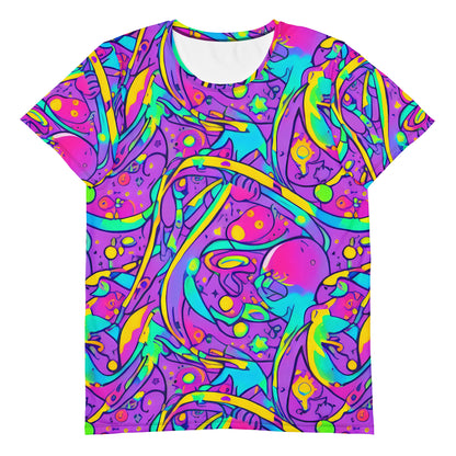 Men's Athletic T-Shirt - Neon Galaxy Whirl