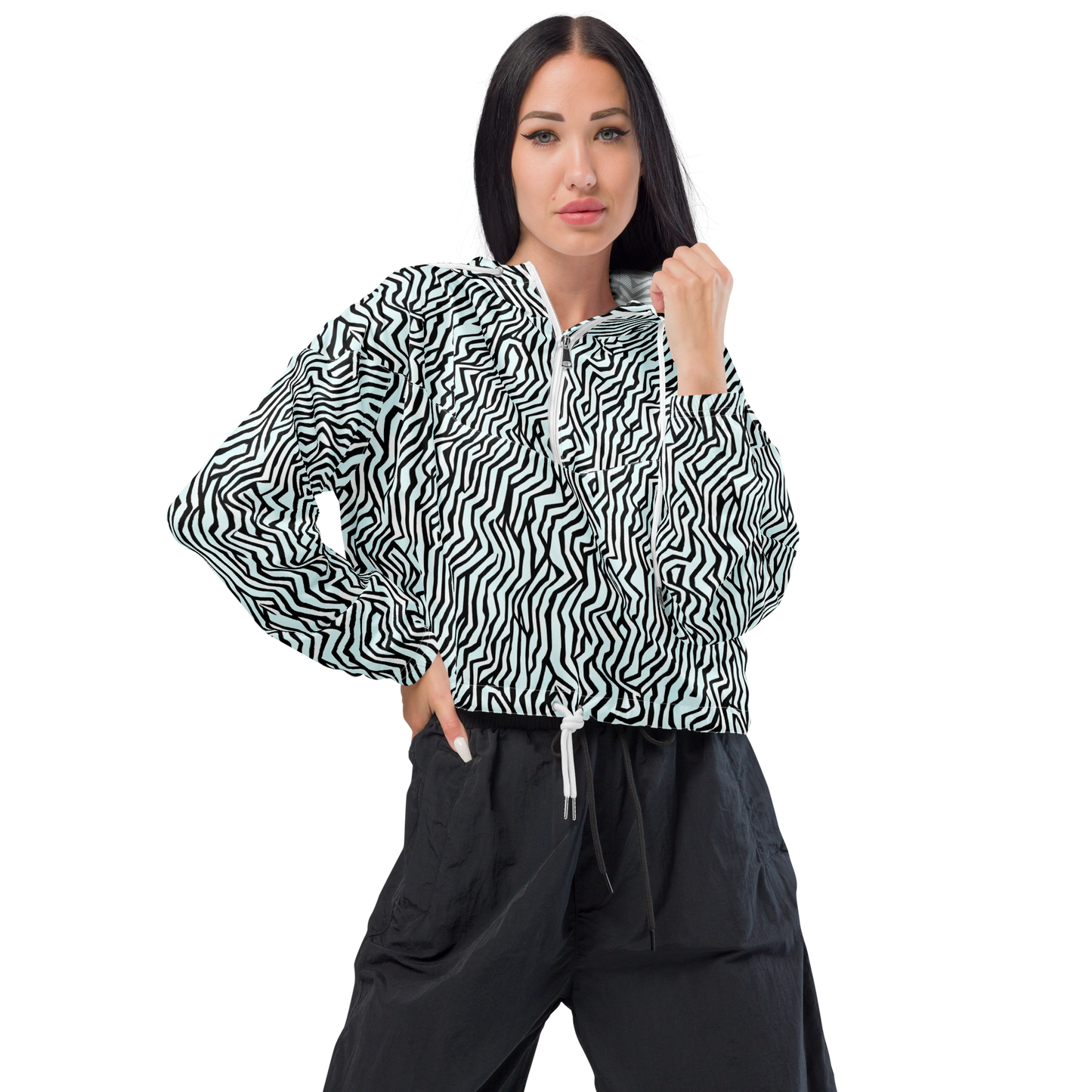 Women's Cropped Windbreaker - Echoing Stripes