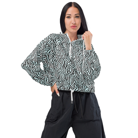 Women's Cropped Windbreaker - Echoing Stripes