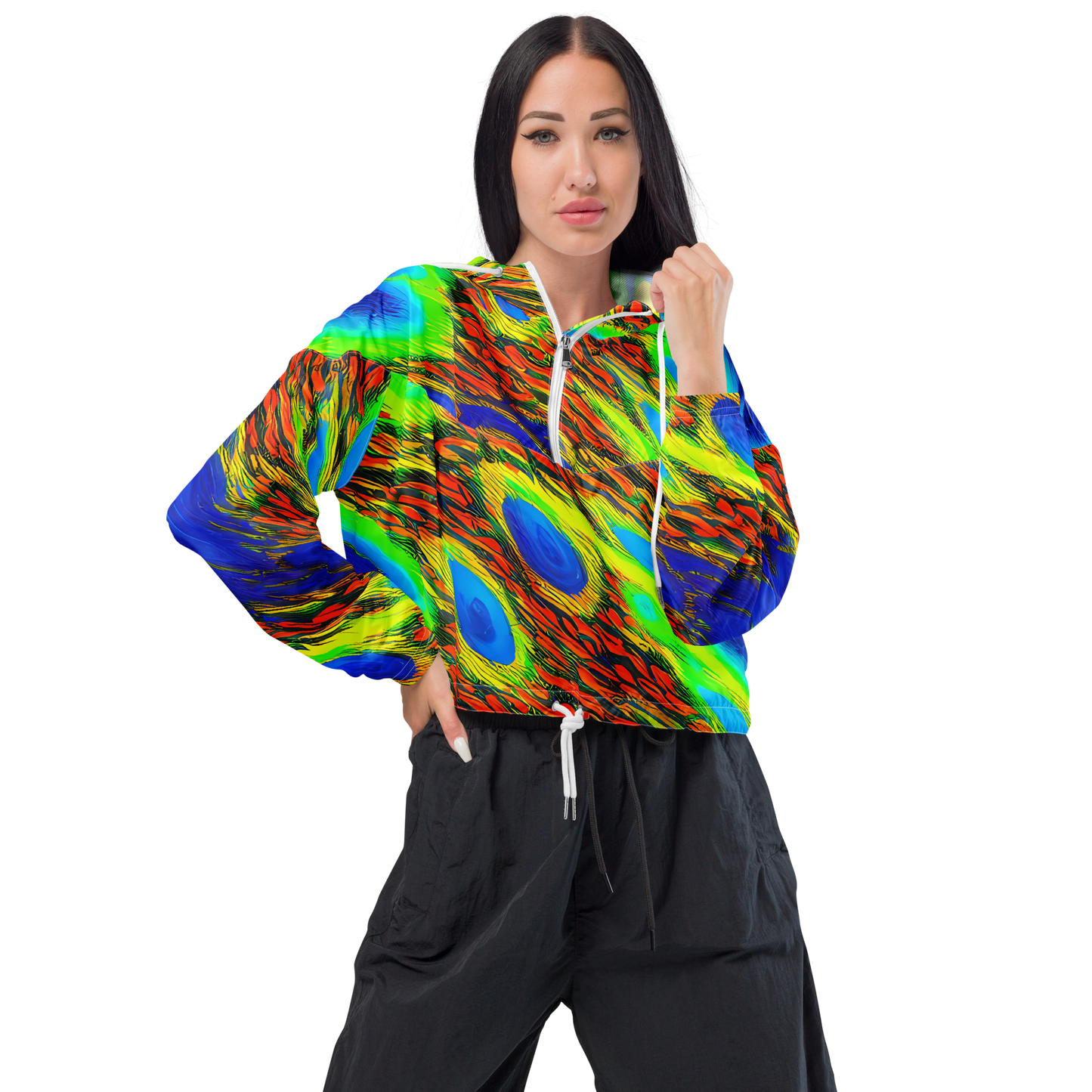 Women's Cropped Windbreaker - Hodgkin's Blaze