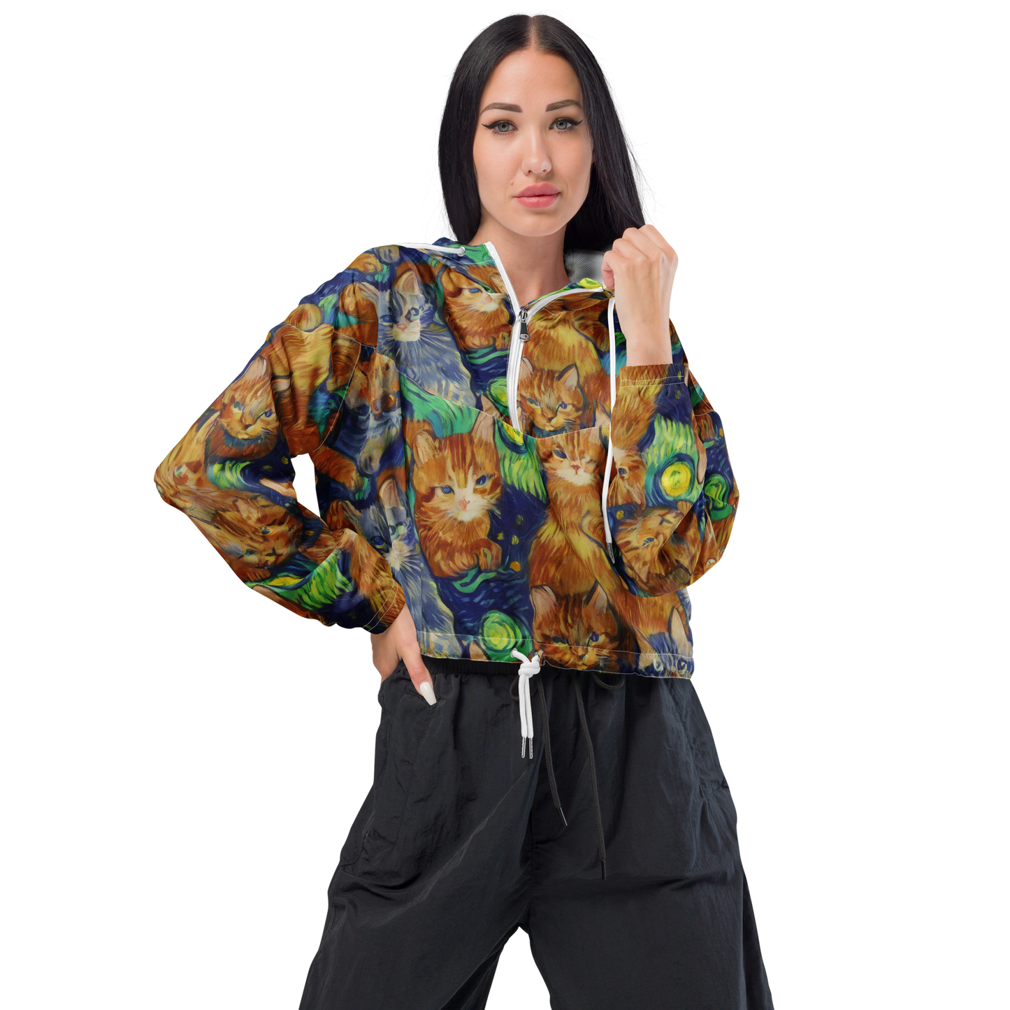 Women's Cropped Windbreaker - Celestial Claws