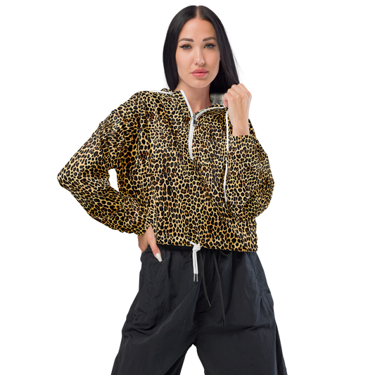 Women's Cropped Windbreaker - Cheetah Mosaic