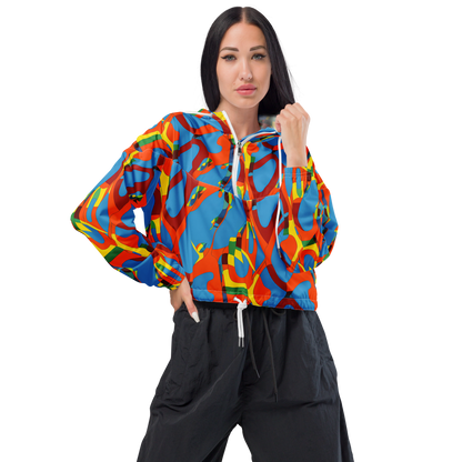 Women's Cropped Windbreaker - Fire Ocean Fusion