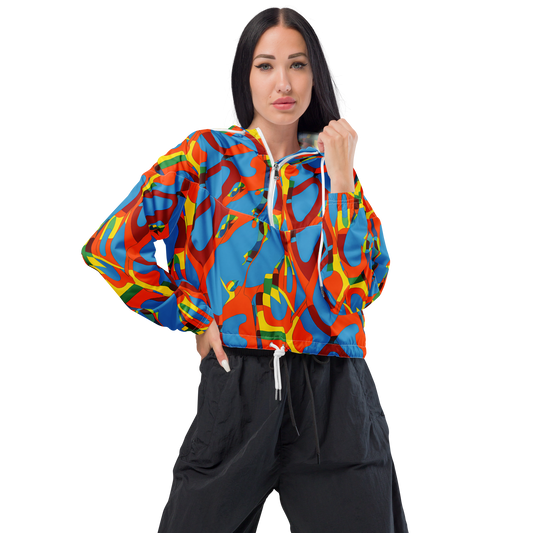 Women's Cropped Windbreaker - Fire Ocean Fusion