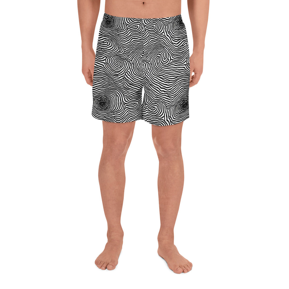Men's Athletic Shorts - Black And White Rhapsody