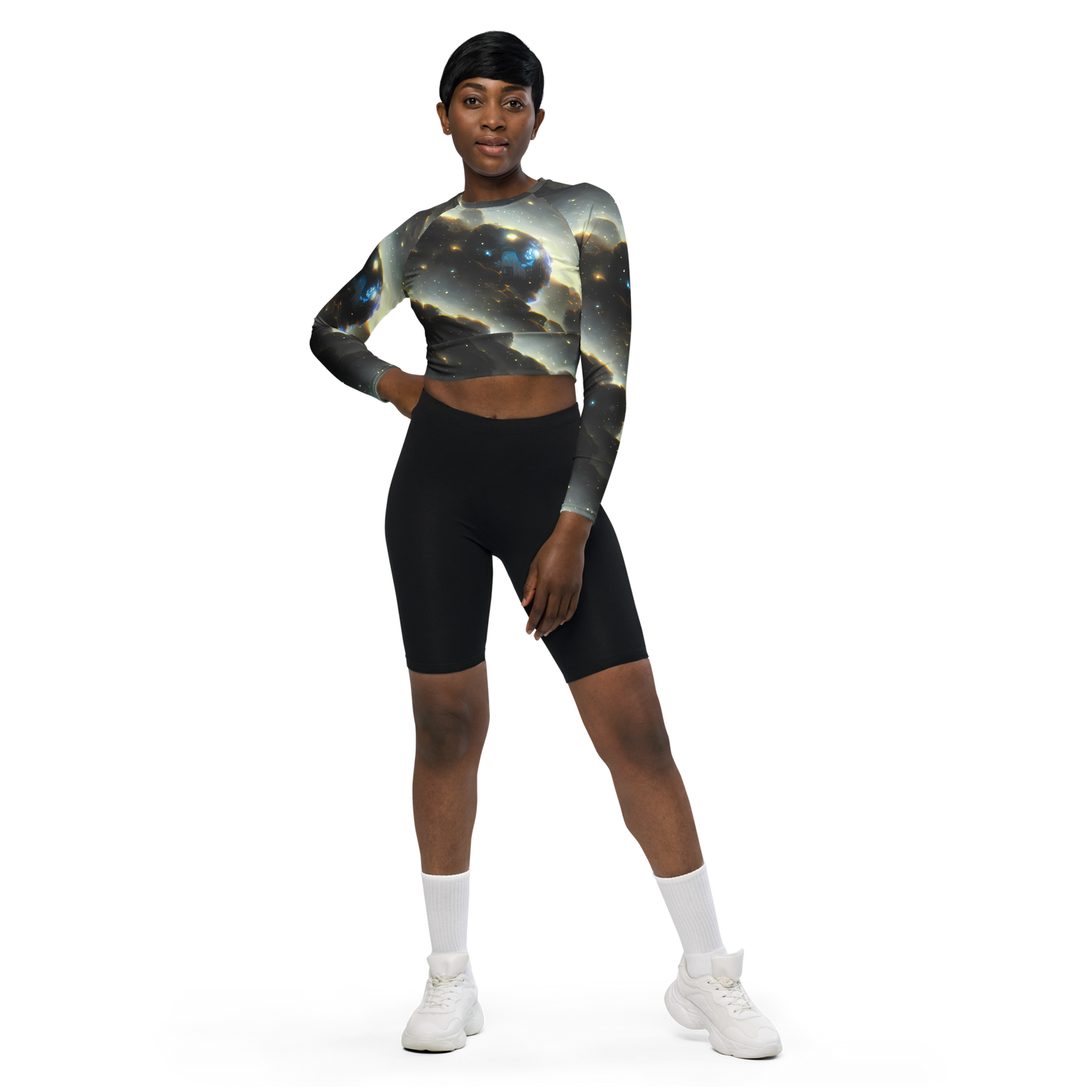 Long Sleeve Crop Top - Rutkowski Nebula