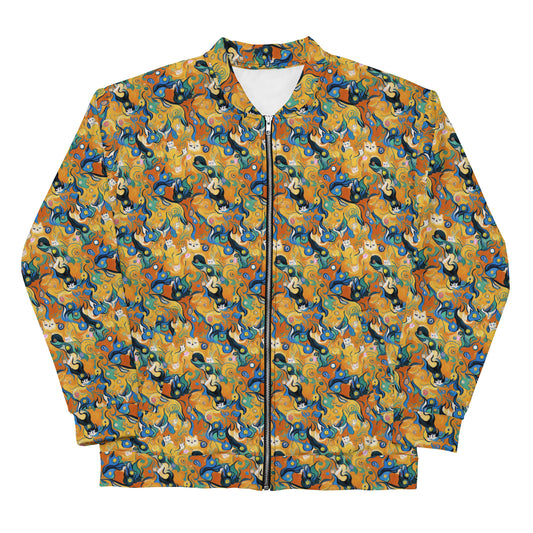 Bomber Jacket - Whimsical Feline Dance