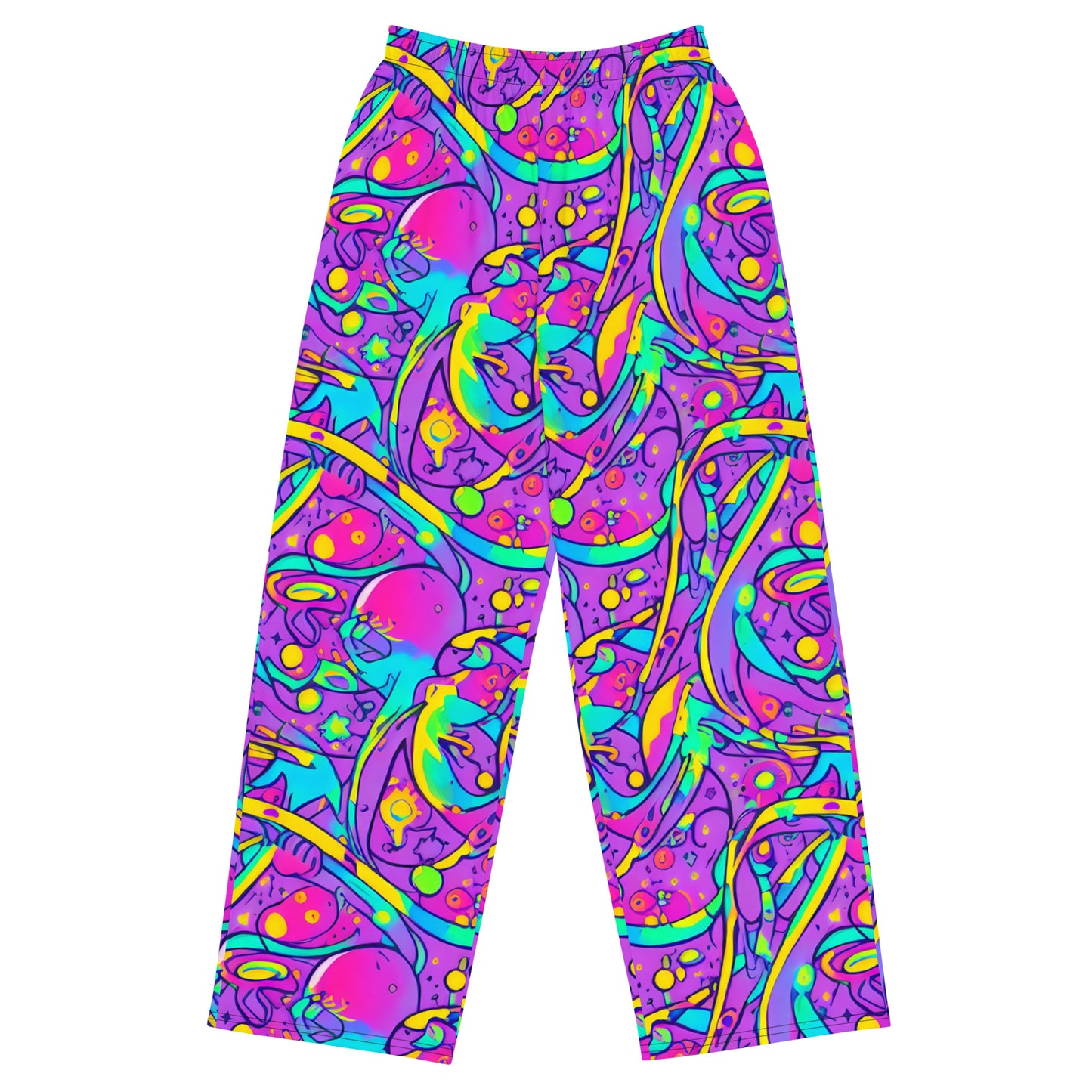 Wide-Leg Pants - Neon Galaxy Whirl