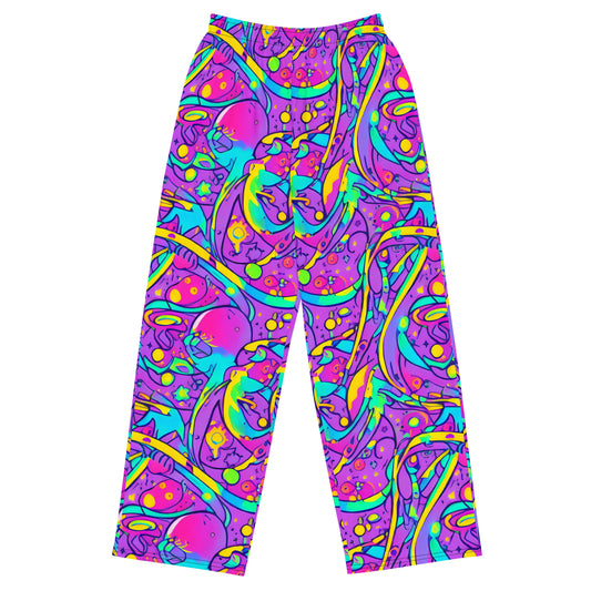 Wide-Leg Pants - Neon Galaxy Whirl