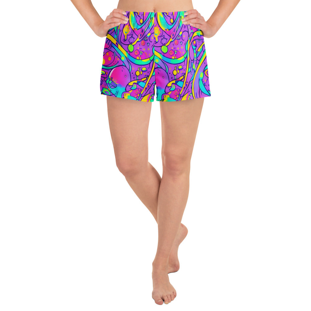 Athletic Shorts - Neon Galaxy Whirl