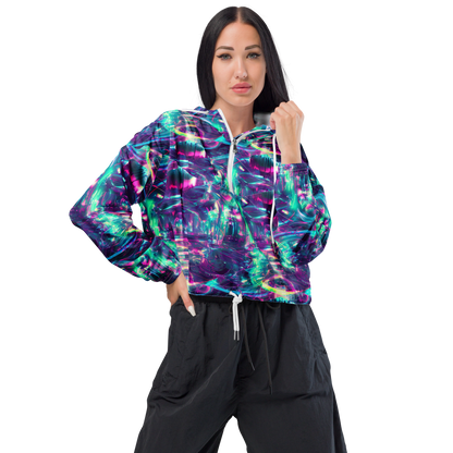 Women's Cropped Windbreaker - Synthwave Surge