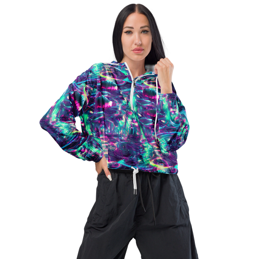 Women's Cropped Windbreaker - Synthwave Surge