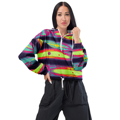 Women's Cropped Windbreaker - Astro Pop