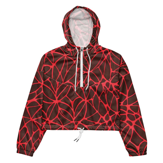 Women's Cropped Windbreaker - Scarlet Vines
