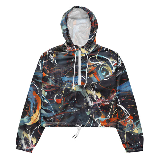 Women's Cropped Windbreaker - Neo-Splash Labyrinth