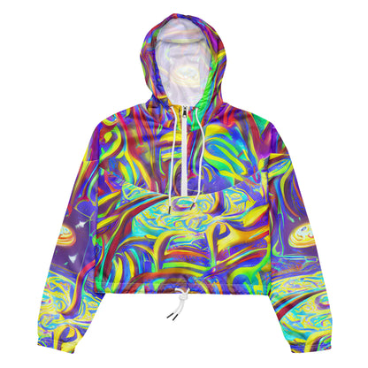 Women's Cropped Windbreaker - Daliesque Drift