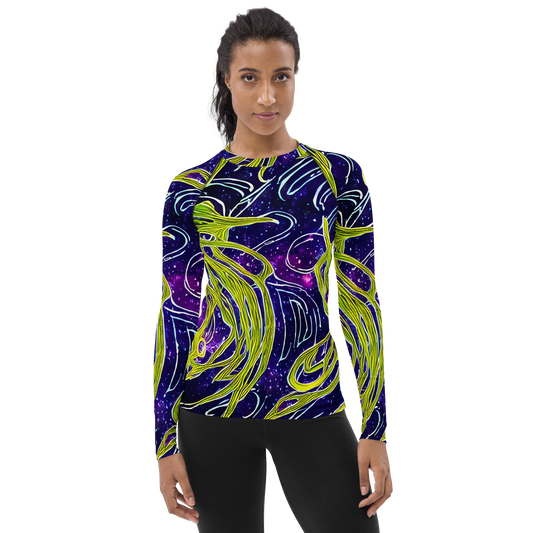 Women's Rash Guard - Celestial Scribbles