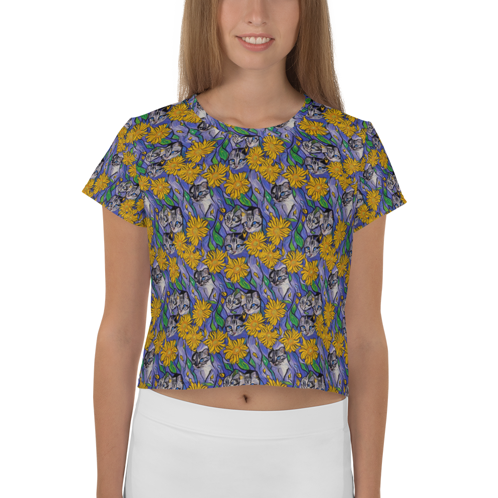 Women's Crop Tee - Feline Flora