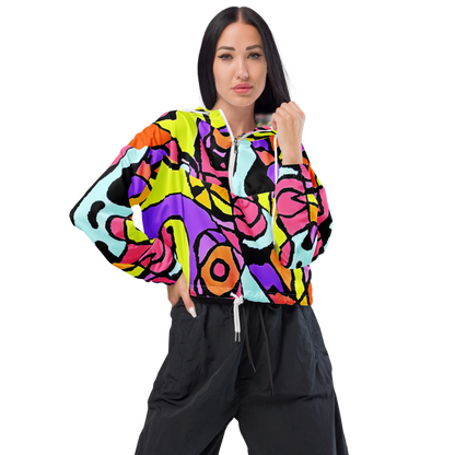 Women's Cropped Windbreaker - Spirals of Joy