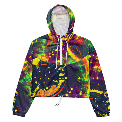 Women's Cropped Windbreaker - Hypercolor Oasis