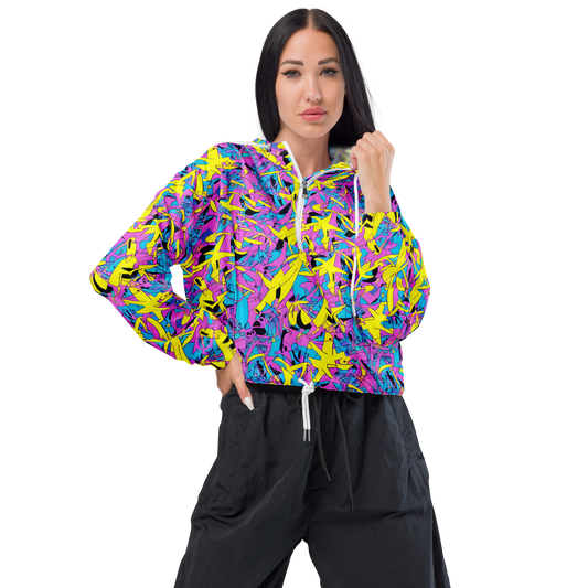 Women's Cropped Windbreaker - Neon Jive