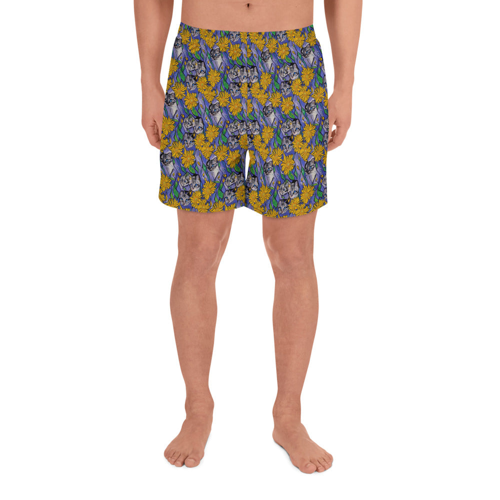 Men's Athletic Shorts - Feline Flora