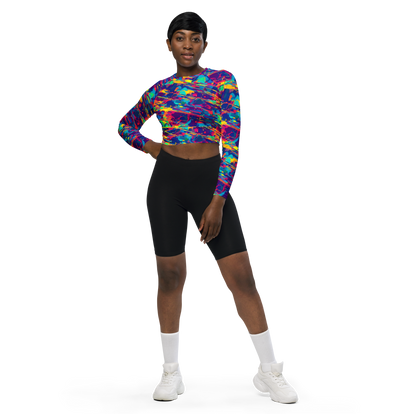 Long Sleeve Crop Top - Spectrum Streaks