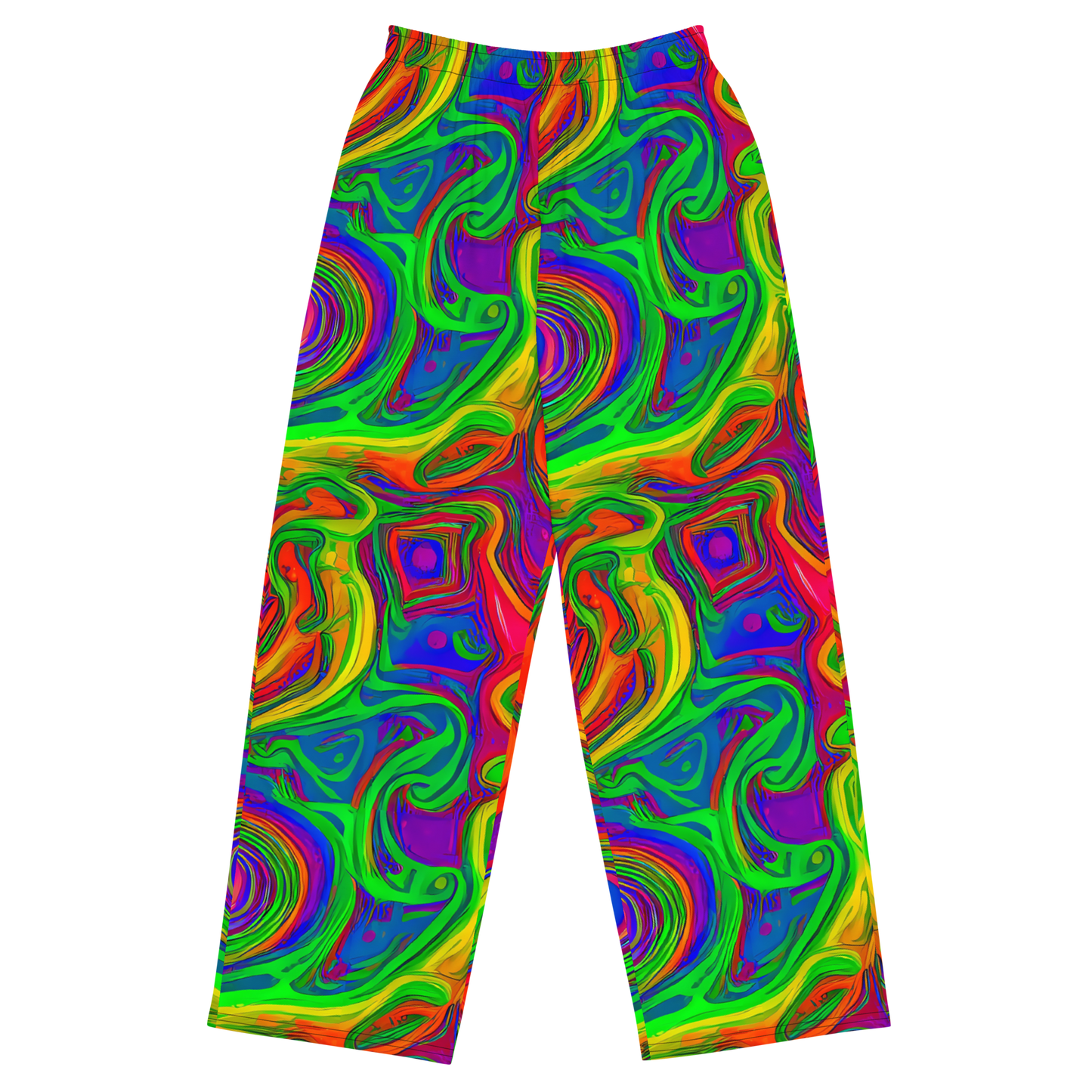 Wide-Leg Pants - Psychedelic Waves