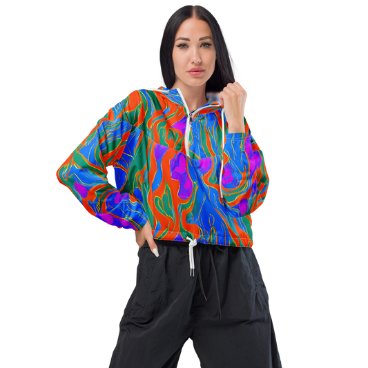 Women's Cropped Windbreaker - Childish Strokes