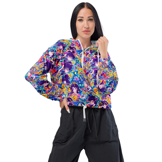 Women's Cropped Windbreaker - Aquatic Whim