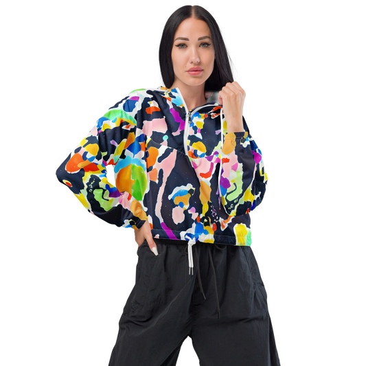 Women's Cropped Windbreaker - Kaleido Burst