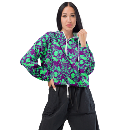 Women's Cropped Windbreaker - Alien Ripples