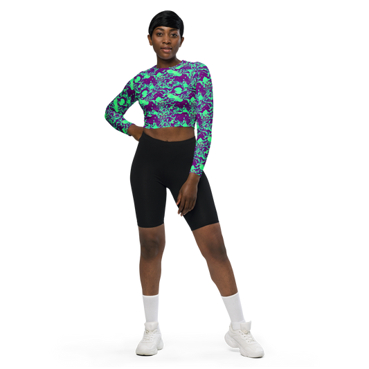 Long Sleeve Crop Top - Alien Ripples