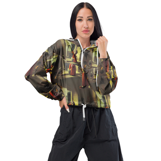 Women's Cropped Windbreaker - Surreal Shadows